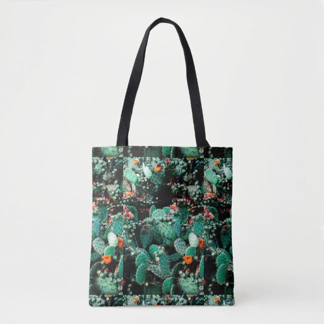 Patchwork Style Cactus Tote Bag (Vorderseite)