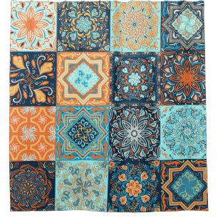 Patchwork Style. Nahtloses Muster aus 16 dekorativ Duschvorhang