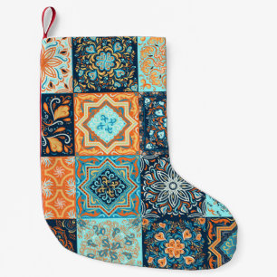 Patchwork Style. Nahtloses Muster aus 16 dekorativ Kleiner Weihnachtsstrumpf
