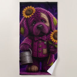 Patchwork-Style Neufundländer-Welpe Strandtuch