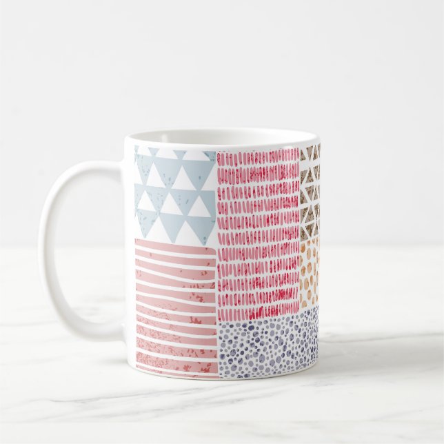 Patchwork Style Niedlich Doodle Muster Kaffeetasse (Links)