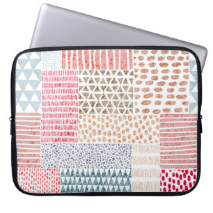Patchwork Style Niedlich Doodle Muster Laptopschutzhülle