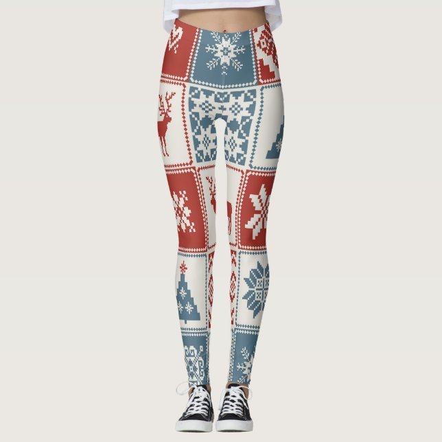 Patchwork Style: Weihnachts-Ziermuster Leggings (Vorderseite)