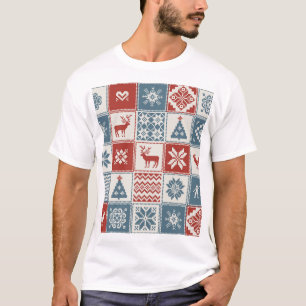 Patchwork Style: Weihnachts-Ziermuster T-Shirt