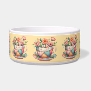 Patchwork-Teacup mit Whimsical-Blume Napf