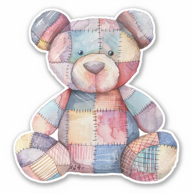 Patchwork Teddy Bar Sticker (Vorderseite)