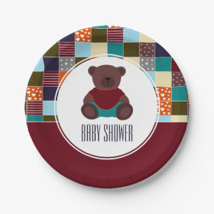 Patchwork Teddy Bear, Babydusche Pappteller
