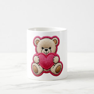 Patchwork-Teddybär mit Herz Kaffeetasse
