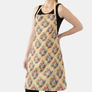 Patchwork-Teetasse mit fantastischen Blumen Schürze