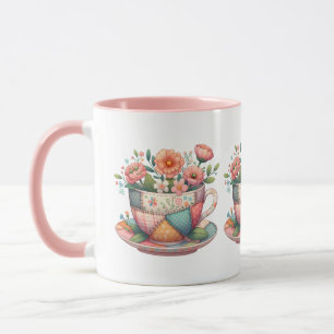 Patchwork-Teetasse mit fantastischen Blumen Tasse