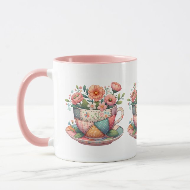 Patchwork-Teetasse mit fantastischen Blumen Tasse (Links)