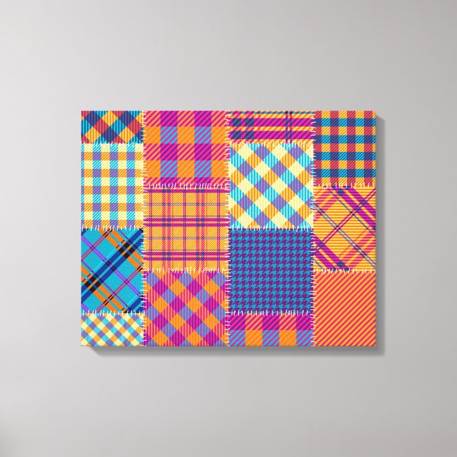 Patchwork Textil: nahtlos Vintages Muster. Leinwanddruck (Vorderseite)