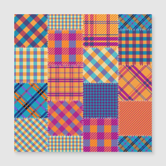 Patchwork Textil: nahtlos Vintages Muster. Magnetkarte (Vorderseite)