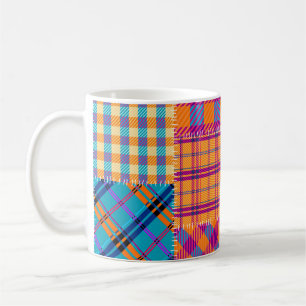 Patchwork-Textil: nahtloses Vintage-Muster. Kaffeetasse