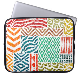 Patchwork Texturen: HandGezeichnet Tierdrucke Laptopschutzhülle