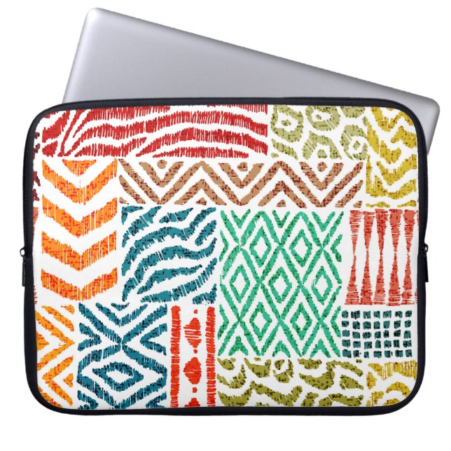 Patchwork Texturen: HandGezeichnet Tierdrucke Laptopschutzhülle (Vorderseite)