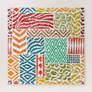 Patchwork Texturen: HandGezeichnet Tierdrucke Puzzle