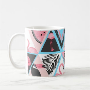 Patchwork-Tropenflamingo, Palmwedelmuster. Kaffeetasse