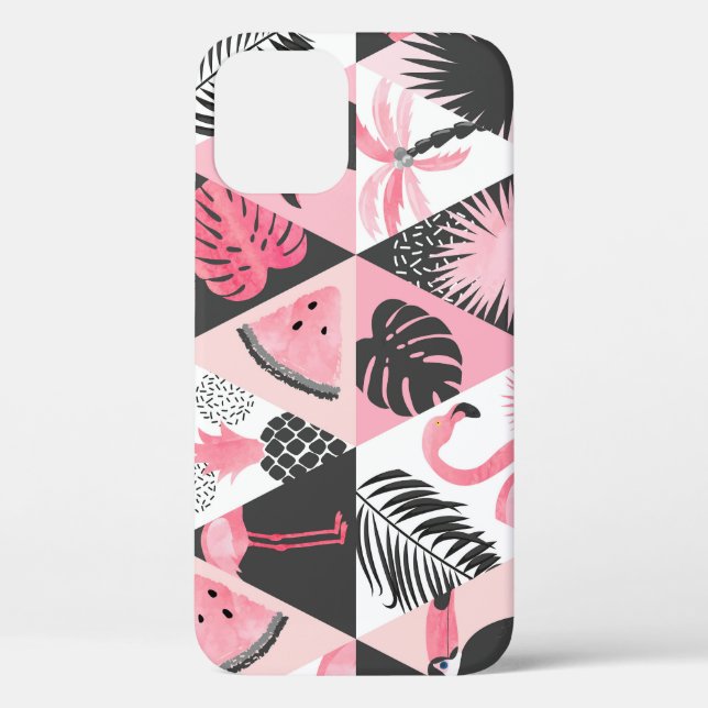 Patchwork Tropical: Flamingo Watermelon Nahtlos. Case-Mate iPhone Hülle (Rückseite)