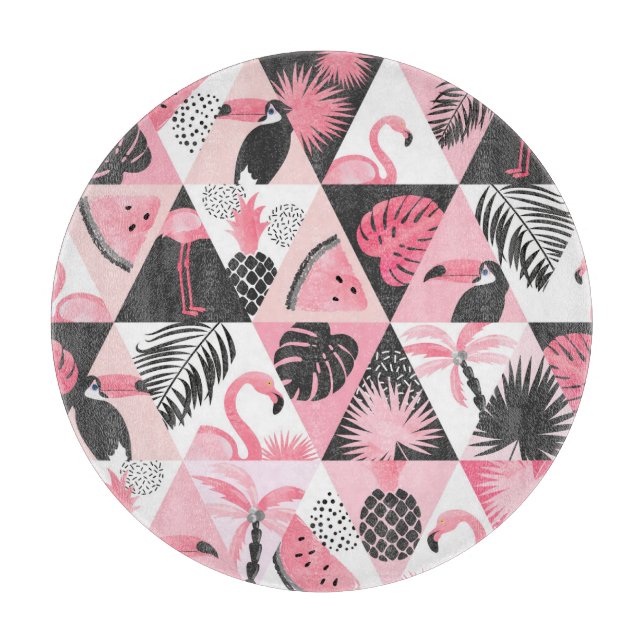 Patchwork Tropical: Flamingo Watermelon Nahtlos. Schneidebrett (Vorderseite)