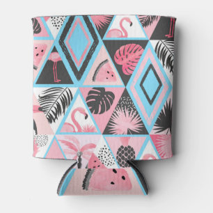 Patchwork tropischen Flamingo, Palmmuster. Dosenkühler