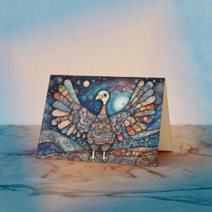 Patchwork Turkey Erntedank Grußkarte Karte