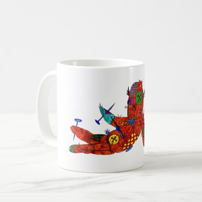 Patchwork-Voodoo-Puppe-Tattoo-Flash-Tasse Kaffeetasse (Vorderseite Links)