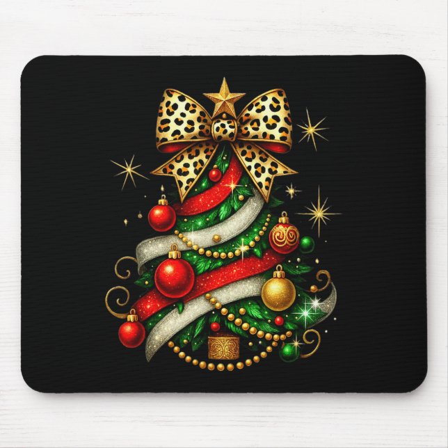 Patchwork Weihnachten Frohe Weihnachten Baum Coque Mousepad (Vorne)