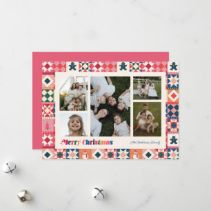 Patchwork-Weihnachten Mehrfarbiges Foto-Feiertag Feiertagskarte