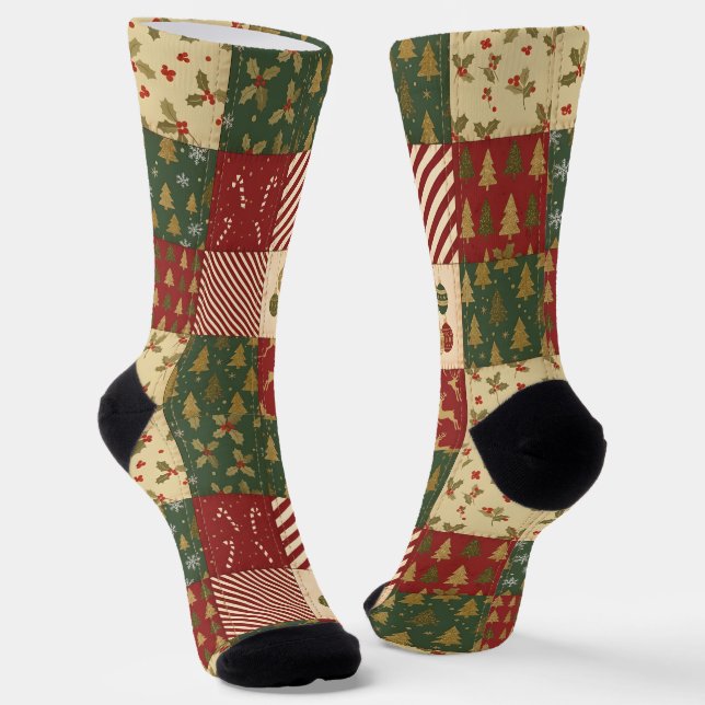 Patchwork-Weihnachten Socken (Gewinkelt)