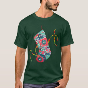 Patchwork Weihnachts-Strumpf T-Shirt