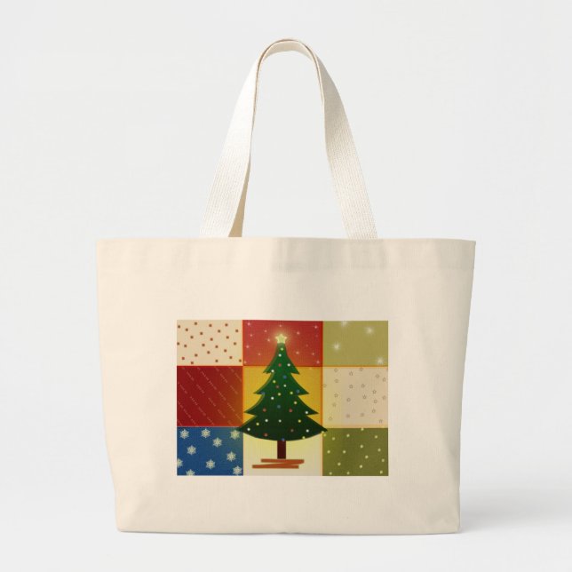 Patchwork-Weihnachtsbaum Jumbo Stoffbeutel (Vorne)