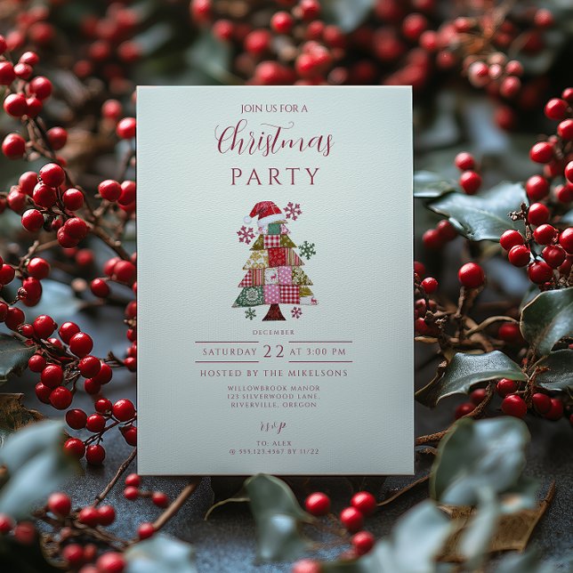 Patchwork-Weihnachtsbaum Preppy Einladung (Von Creator hochgeladen)