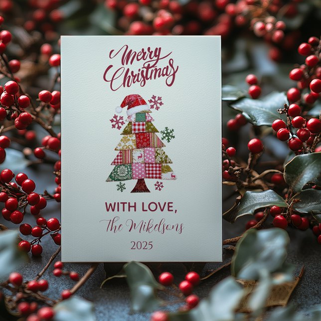 Patchwork-Weihnachtsbaum Preppy Feiertagskarte (Von Creator hochgeladen)