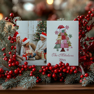 Patchwork-Weihnachtsbaum Preppy Feiertagskarte