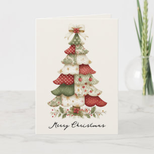 Patchwork Weihnachtsbaum Weihnachtskarte Feiertagskarte