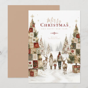 Patchwork-Weihnachtsbäume Familie Winter TMF26 Feiertagskarte