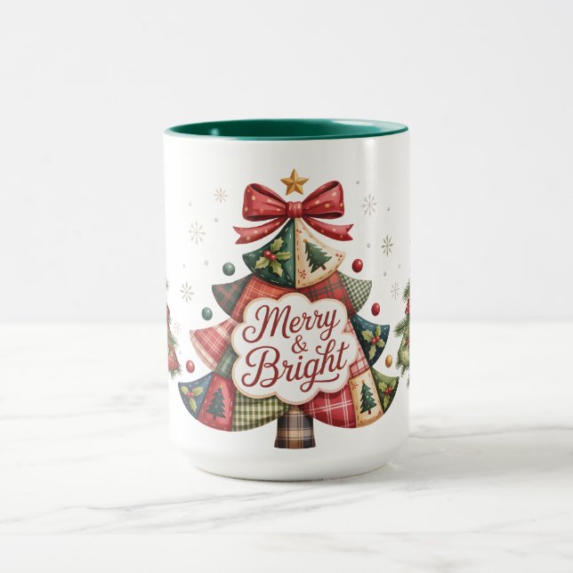 Patchwork-Weihnachtsbäume  Tasse (Zentrum)