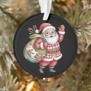 Patchwork-Weihnachtsmann-Christmas-Retro-Frohe-Wei Ornament