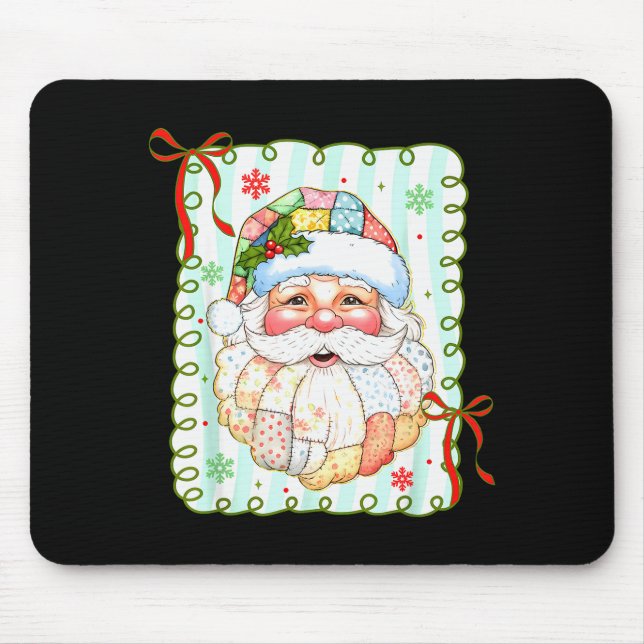 Patchwork-Weihnachtsmann-Gesicht Coquette Frohe We Mousepad (Vorne)
