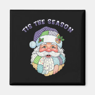 Patchwork-Weihnachtsmann-Gesicht Preppy-Mädchen-We Magnet