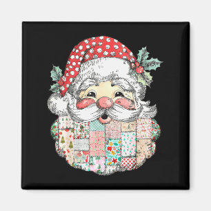 Patchwork-Weihnachtsmann-Gesicht Vintage Frohe Wei Magnet