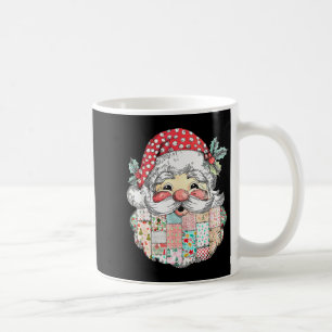 Patchwork-Weihnachtsmann-Gesicht Vintage-Weihnacht Kaffeetasse