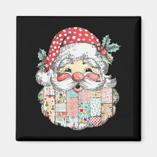 Patchwork-Weihnachtsmann-Gesicht Vintage Weihnacht Magnet