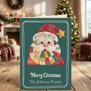 Patchwork-Weihnachtsmann-Karo-Weihnachten Feiertagskarte