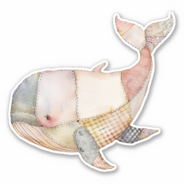 Patchwork Whales Sticker (Vorderseite)