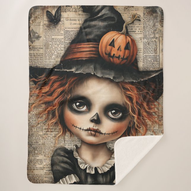 Patchwork Whimsy: Die Puppe, die in Schatten warte Sherpadecke (Vorderseite)