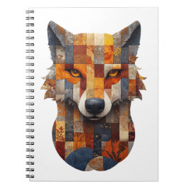 Patchwork Wolf Notebook Notizblock