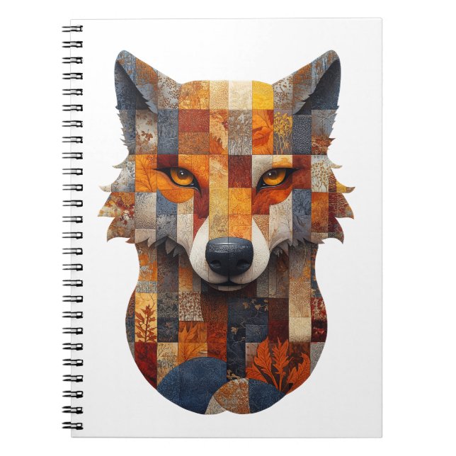 Patchwork Wolf Notebook Notizblock (Vorderseite)