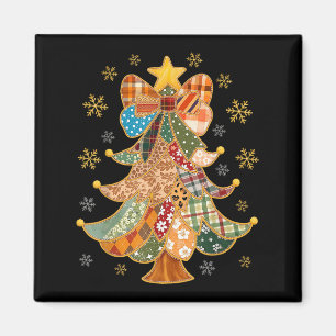 Patchwork Xmas Coquette Bow Lace Merry Bright Chri Magnet